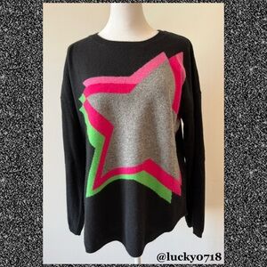 WYSE London Cashmere Black Star Crewneck Sweater Sz 1/S